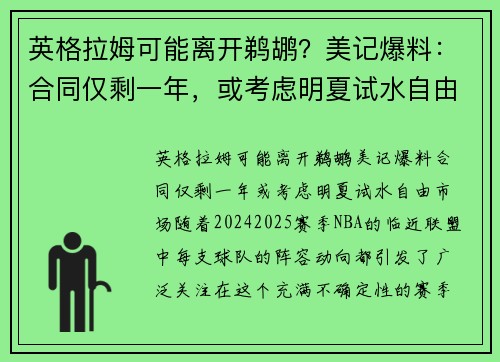 英格拉姆可能离开鹈鹕？美记爆料：合同仅剩一年，或考虑明夏试水自由市场